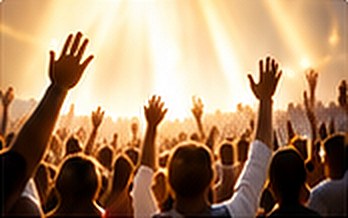 Worshippers with raised hands