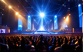 A full hall with stage lights